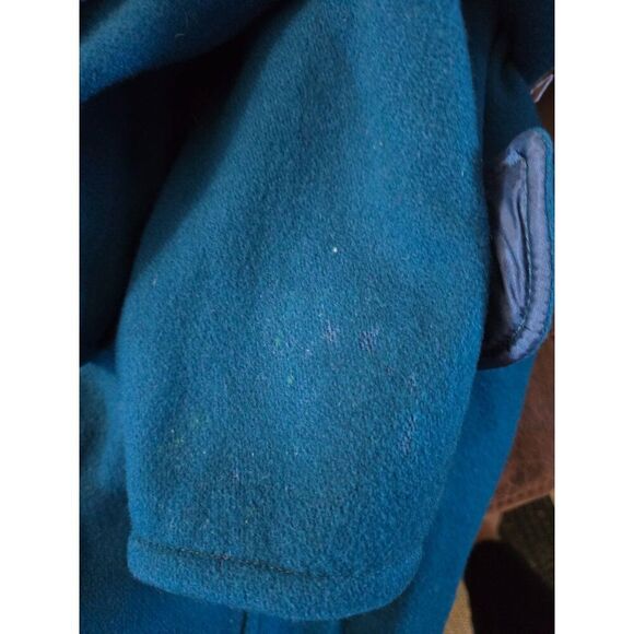 Vintage Womens 100% Wool Teal Coat With Button Front 3/4 Sleeves & Pockets Fully - Picture 8 of 9
